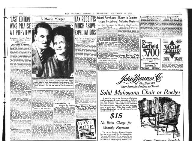 SF Chronicle 9  16 1925 - Last Edition